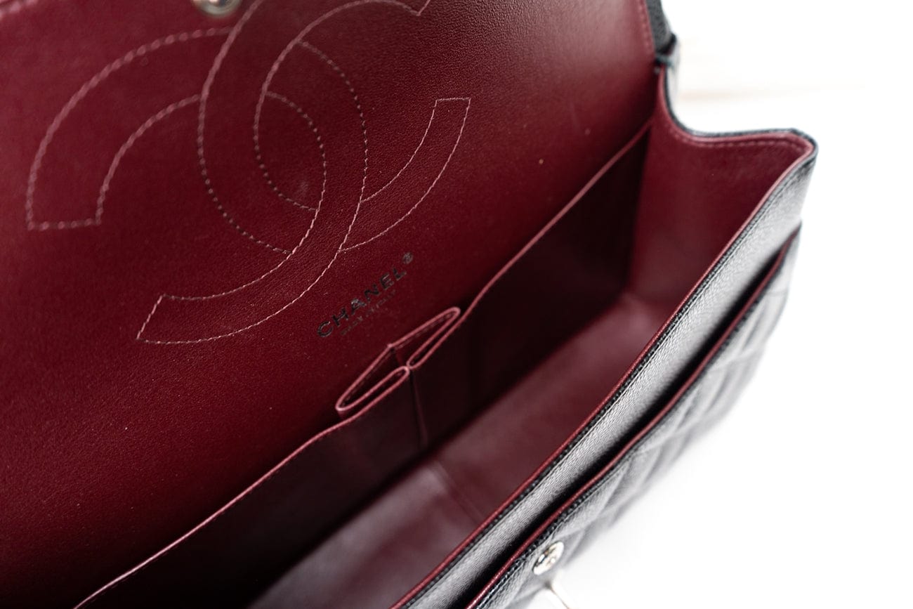 Jumbo Black Caviar Quilted Classic Flap Silver Hardware