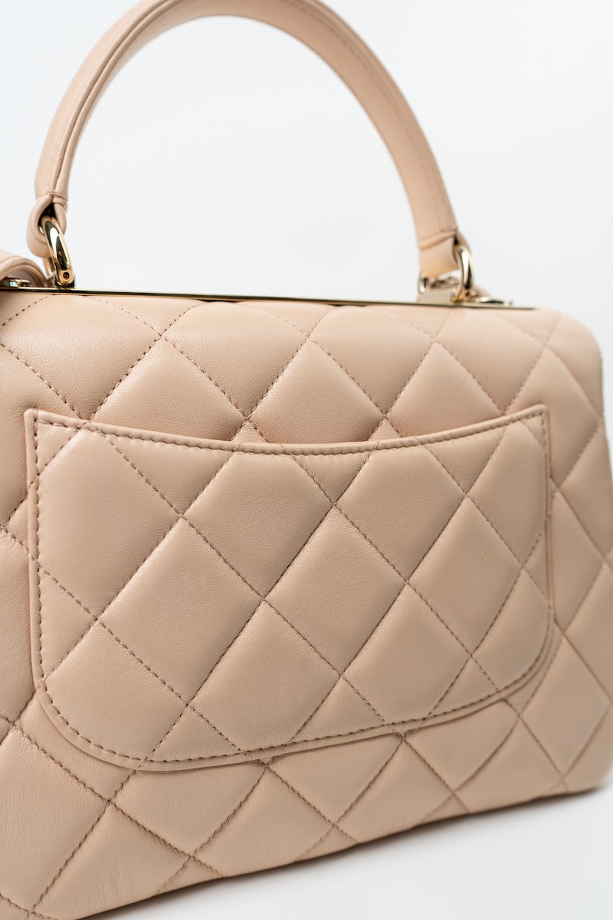 Light Beige Lambskin Quilted Trendy CC Small LGHW