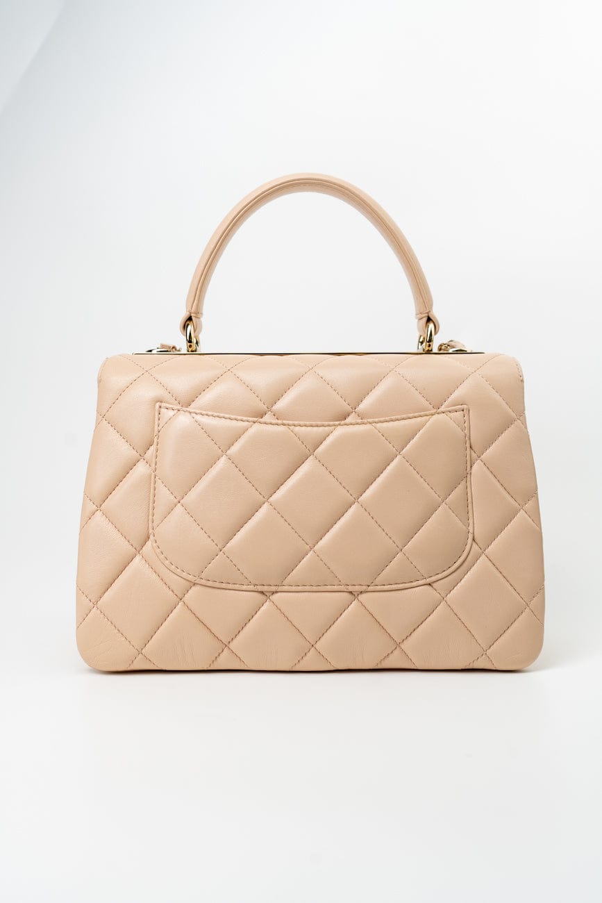 Light Beige Lambskin Quilted Trendy CC Small LGHW