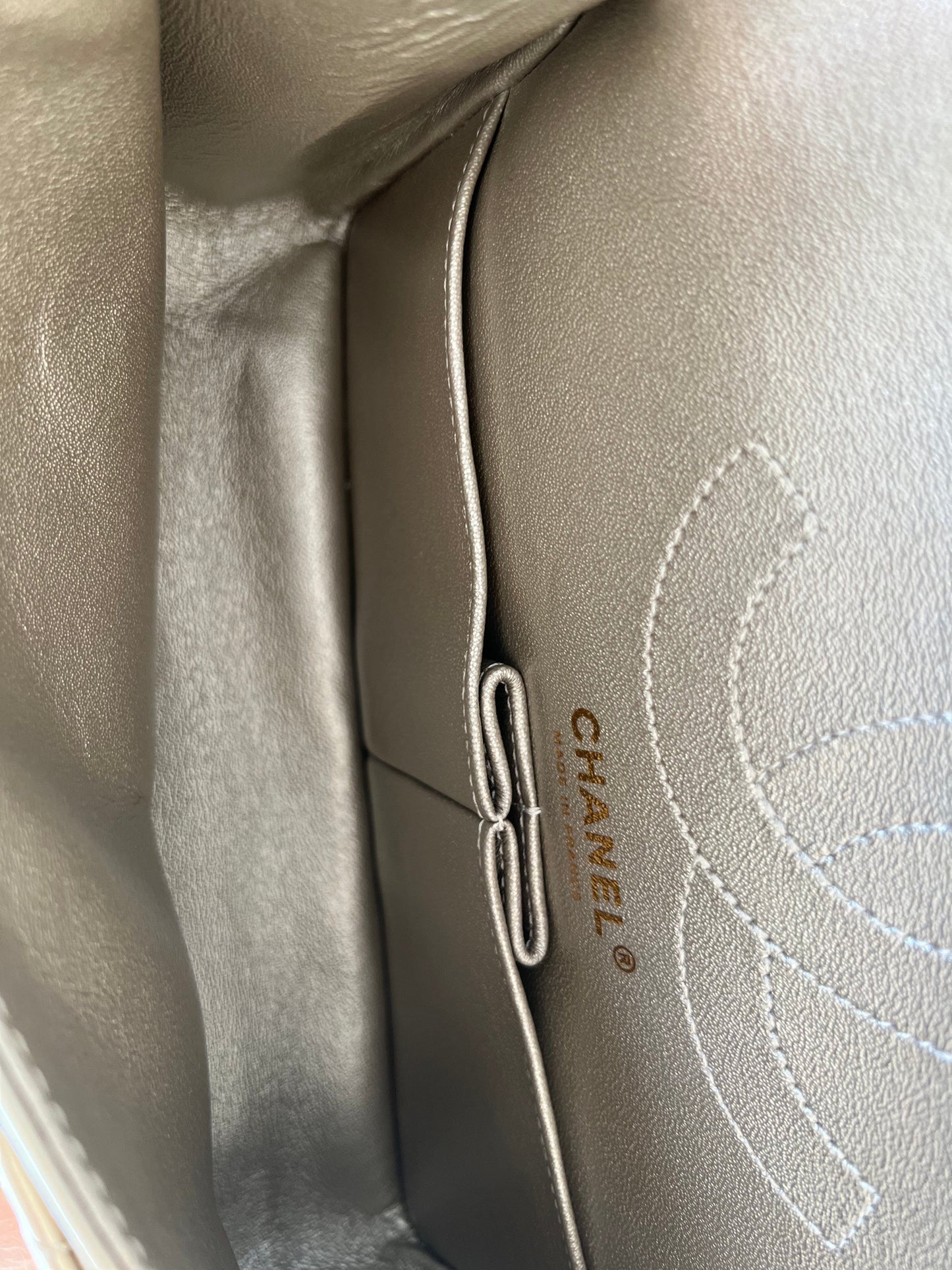 Light Metallic Gold Aged Calfskin Quilted Small Reissue 2.55