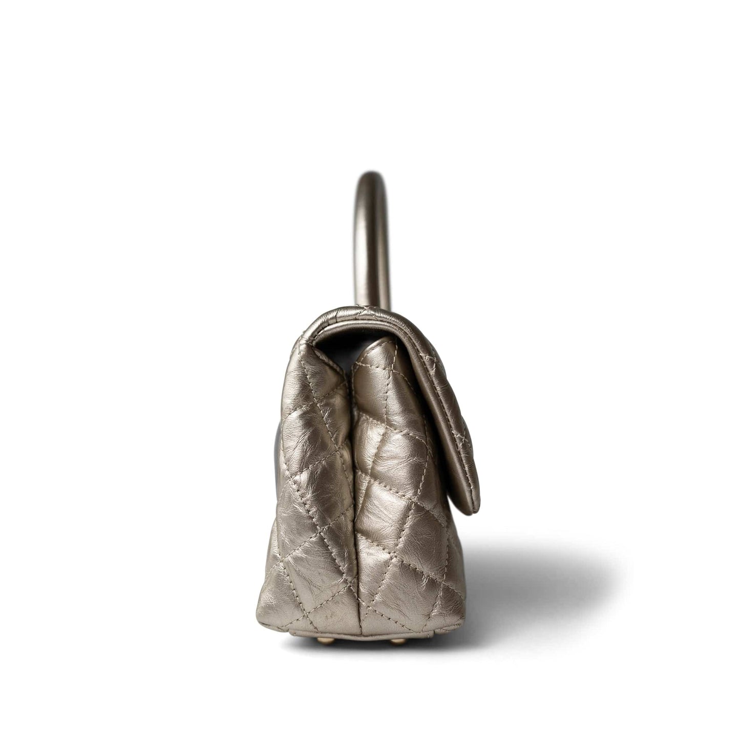 20A Metallic Aged Calfskin Quilted Small Coco Handle Light Gold Hardware