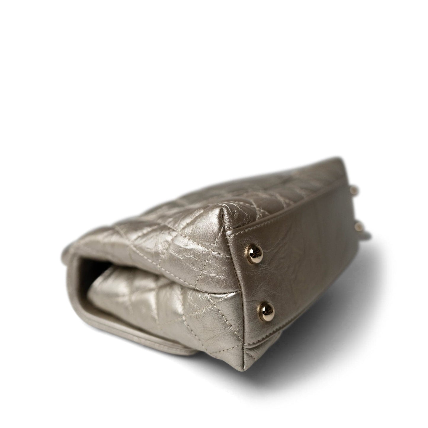 20A Metallic Aged Calfskin Quilted Small Coco Handle Light Gold Hardware