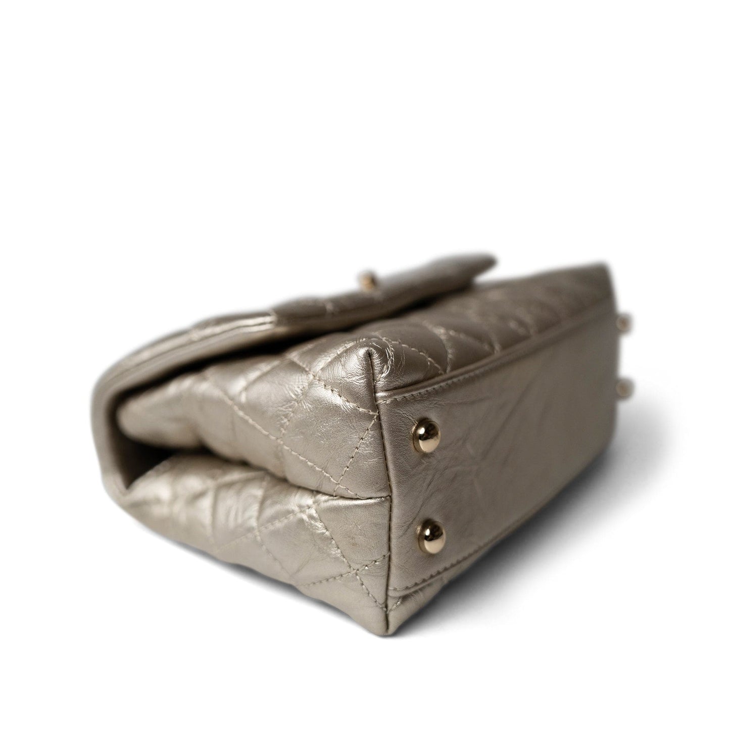 20A Metallic Aged Calfskin Quilted Small Coco Handle Light Gold Hardware