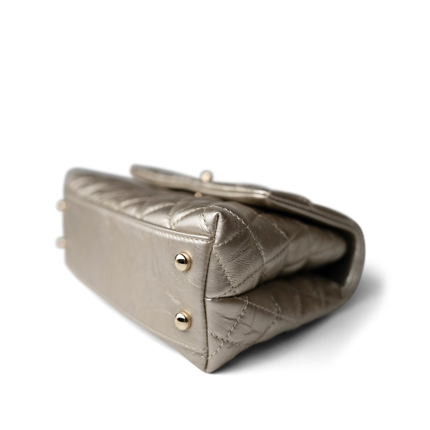 20A Metallic Aged Calfskin Quilted Small Coco Handle Light Gold Hardware