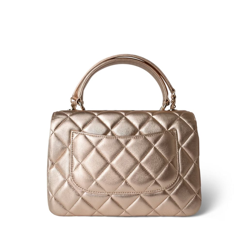 Metallic Lambskin Quilted Trendy CC Small