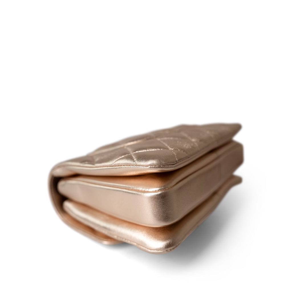 Metallic Lambskin Quilted Trendy CC Small