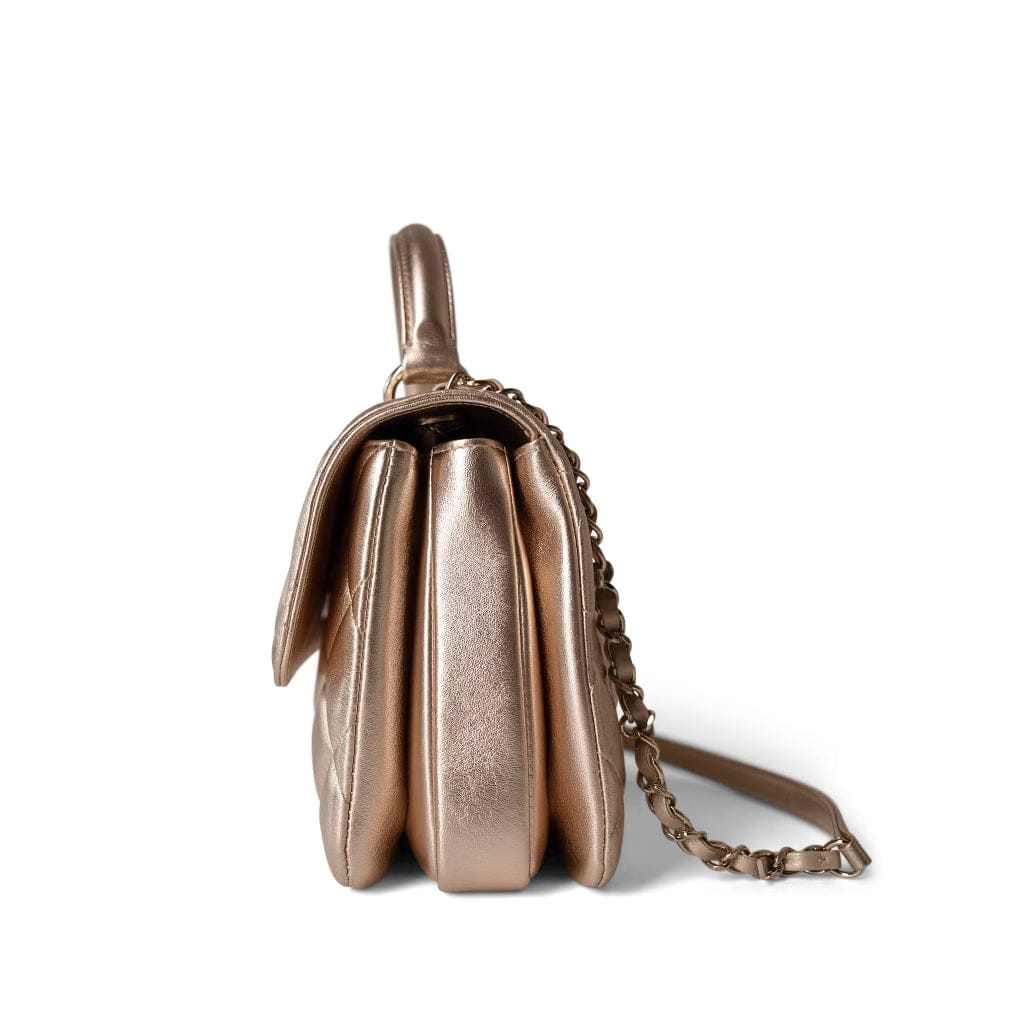 Metallic Lambskin Quilted Trendy CC Small