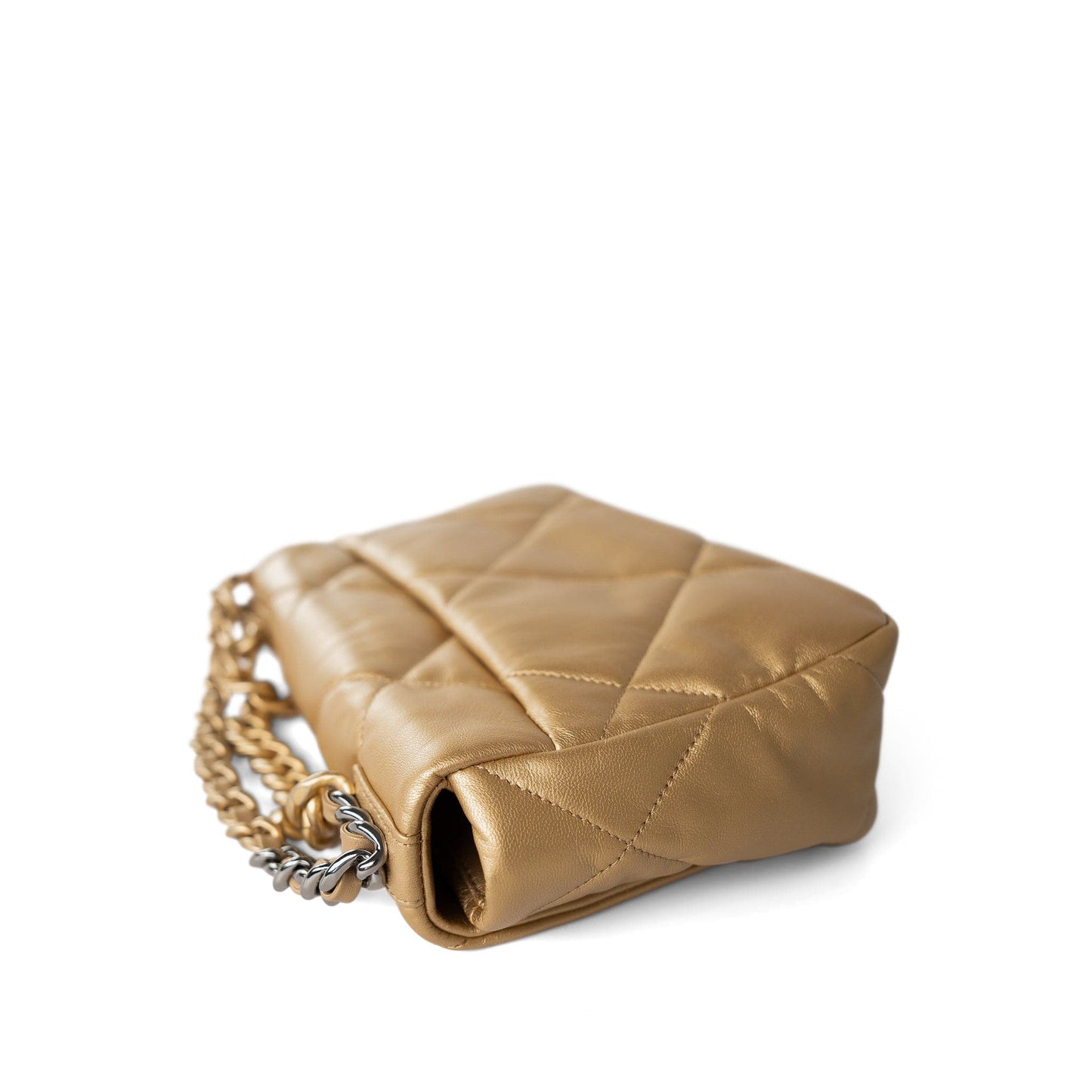 Metallic Goatskin Quilted 19 Flap Small Mixed Hardware