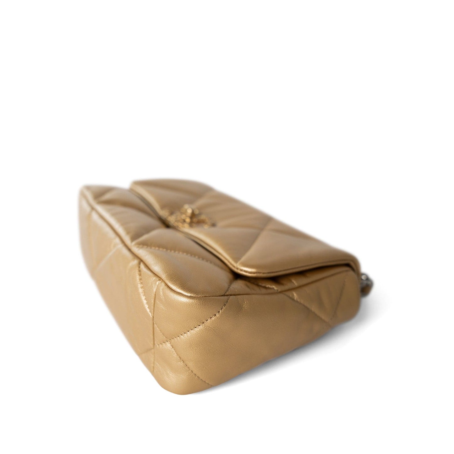 Metallic Goatskin Quilted 19 Flap Small Mixed Hardware