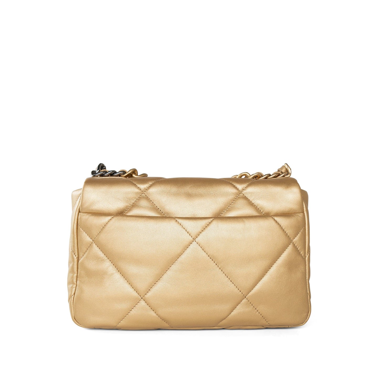 Metallic Goatskin Quilted 19 Flap Small Mixed Hardware