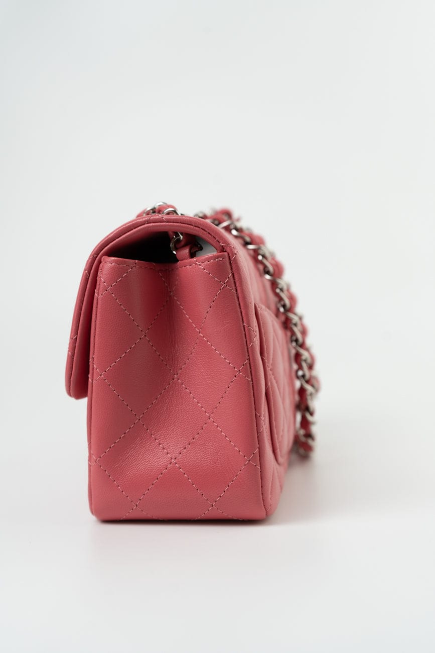 Mini Square Pink Lambskin Quilted Flap SHW