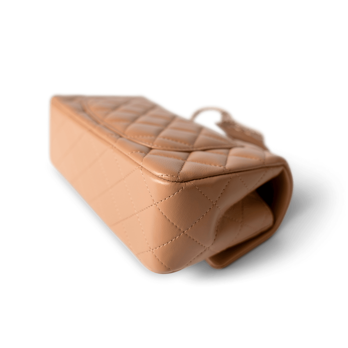 23P Dark Beige Lambskin Quilted Mini Top Handle LGHW