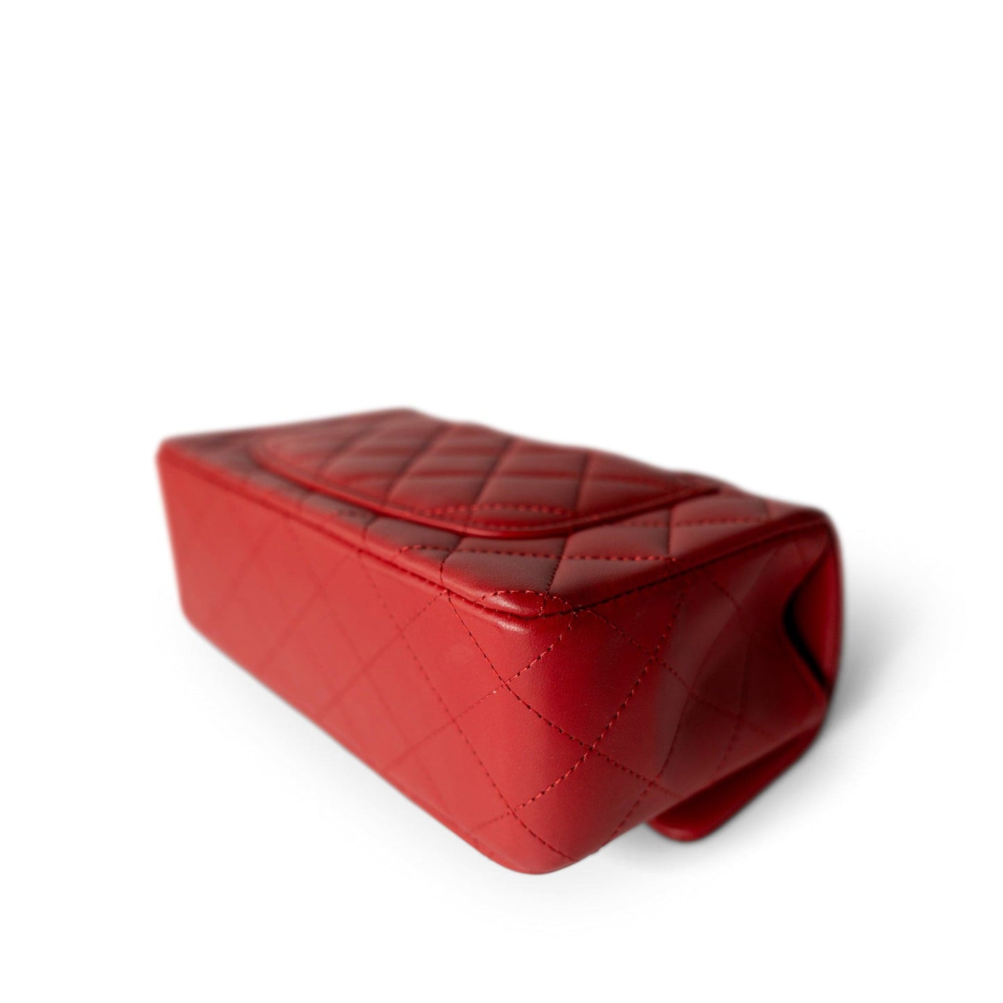 22P Red Lambskin Mini Top Handle Light Gold Hardware