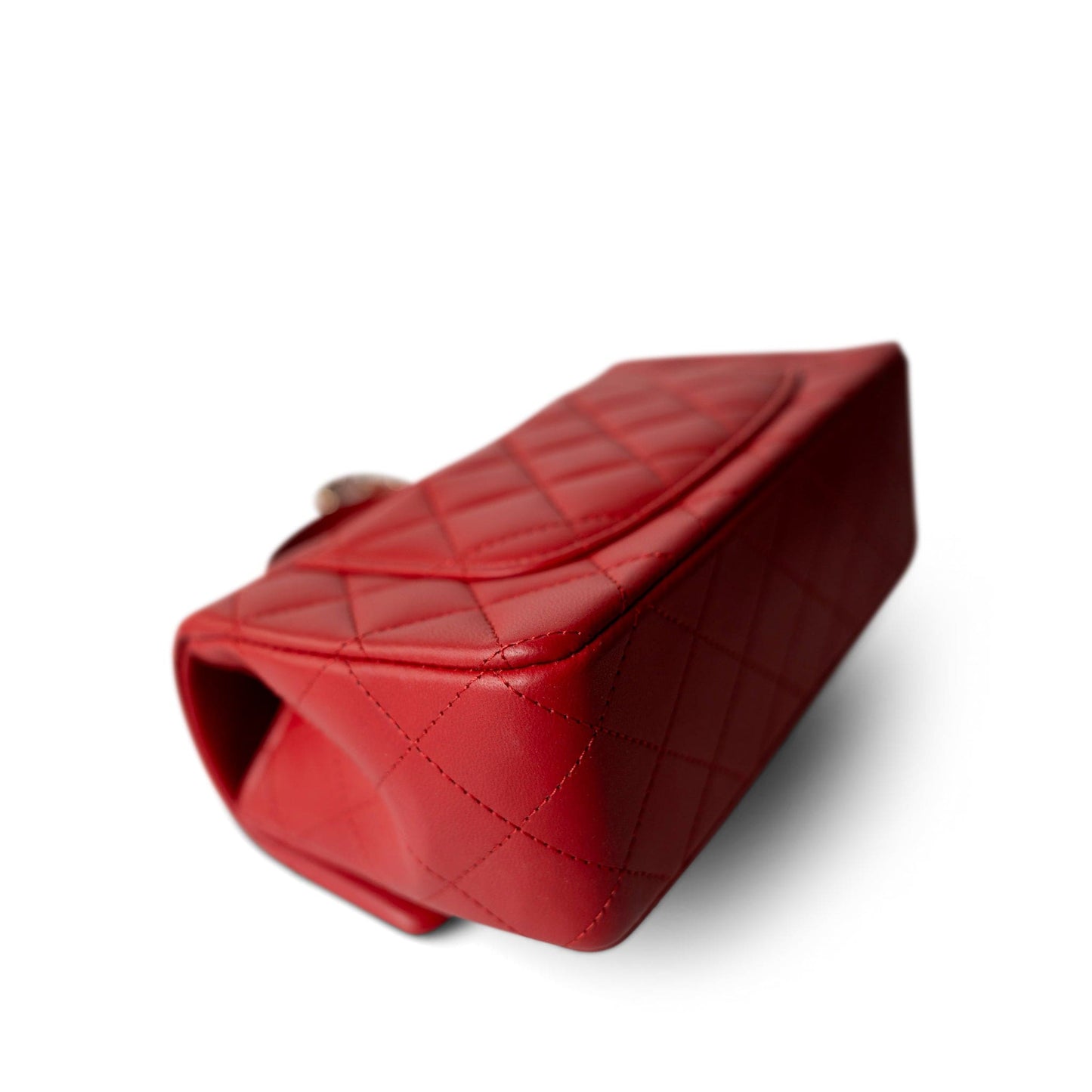 22P Red Lambskin Mini Top Handle Light Gold Hardware