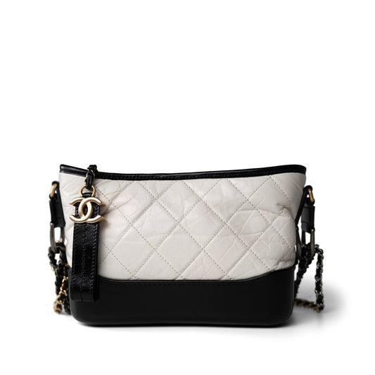 Gabrielle Hobo Bag White Black Mini Mixed Hardware