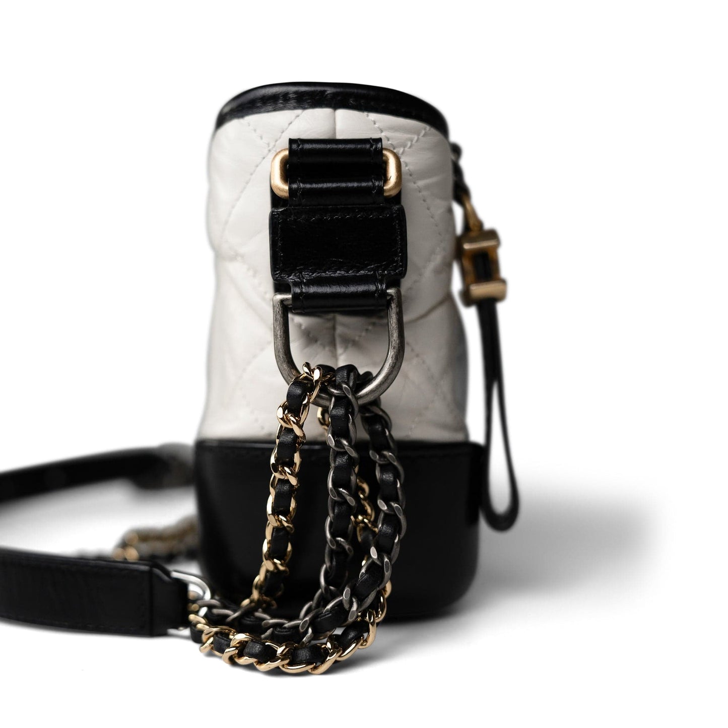 Gabrielle Hobo Bag White Black Mini Mixed Hardware