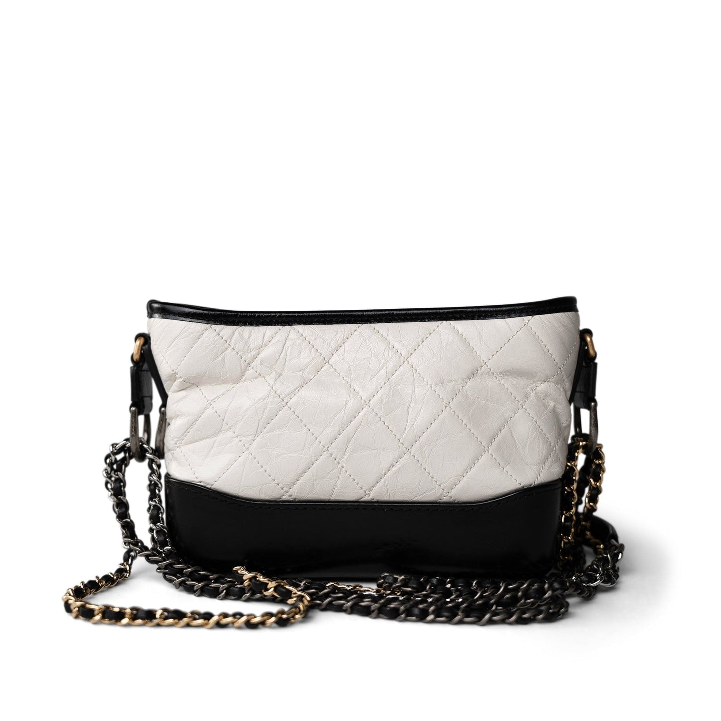 Gabrielle Hobo Bag White Black Mini Mixed Hardware