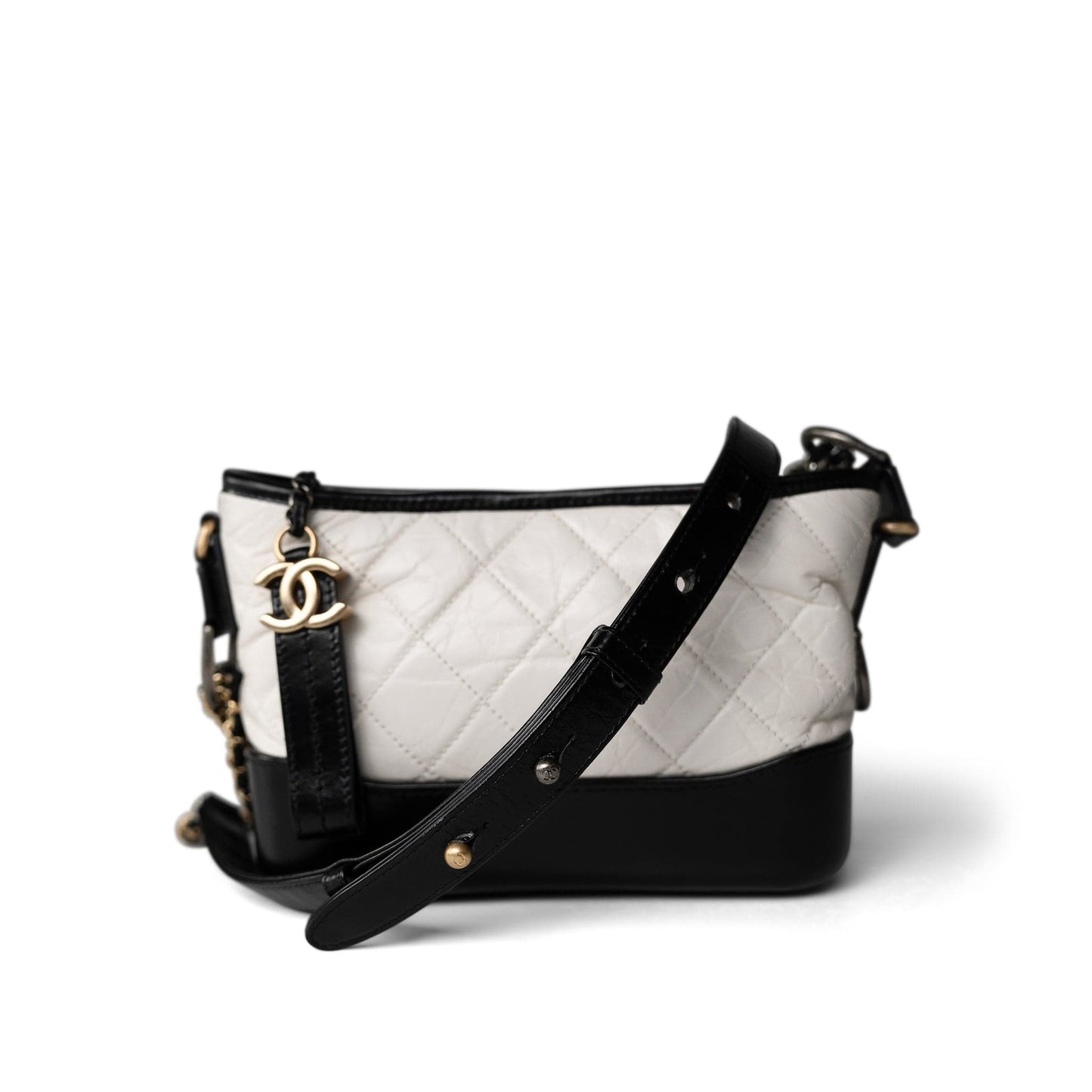 Gabrielle Hobo Bag White Black Mini Mixed Hardware