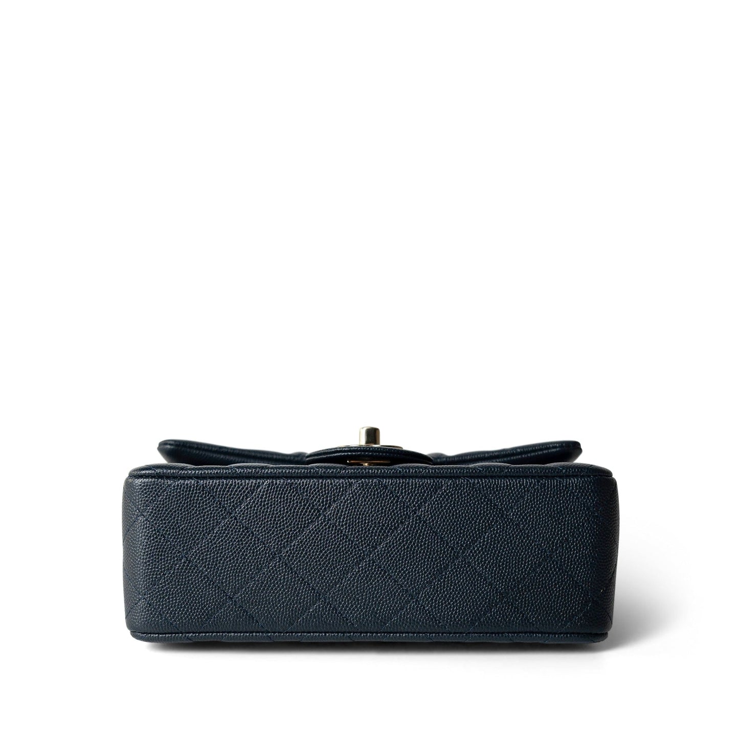 18B Navy Caviar Quilted Mini Rectangular Light Gold Hardware