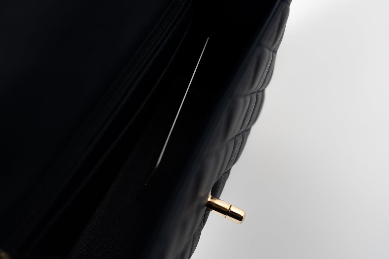 Navy Blue Lambskin Quilted Mini Rectangular Flap Bag LGHW