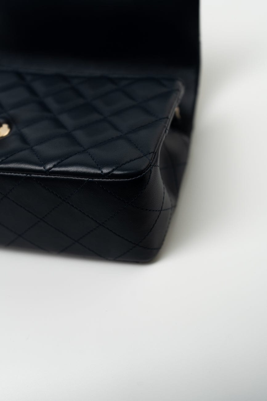 Navy Blue Lambskin Quilted Mini Rectangular Flap Bag LGHW