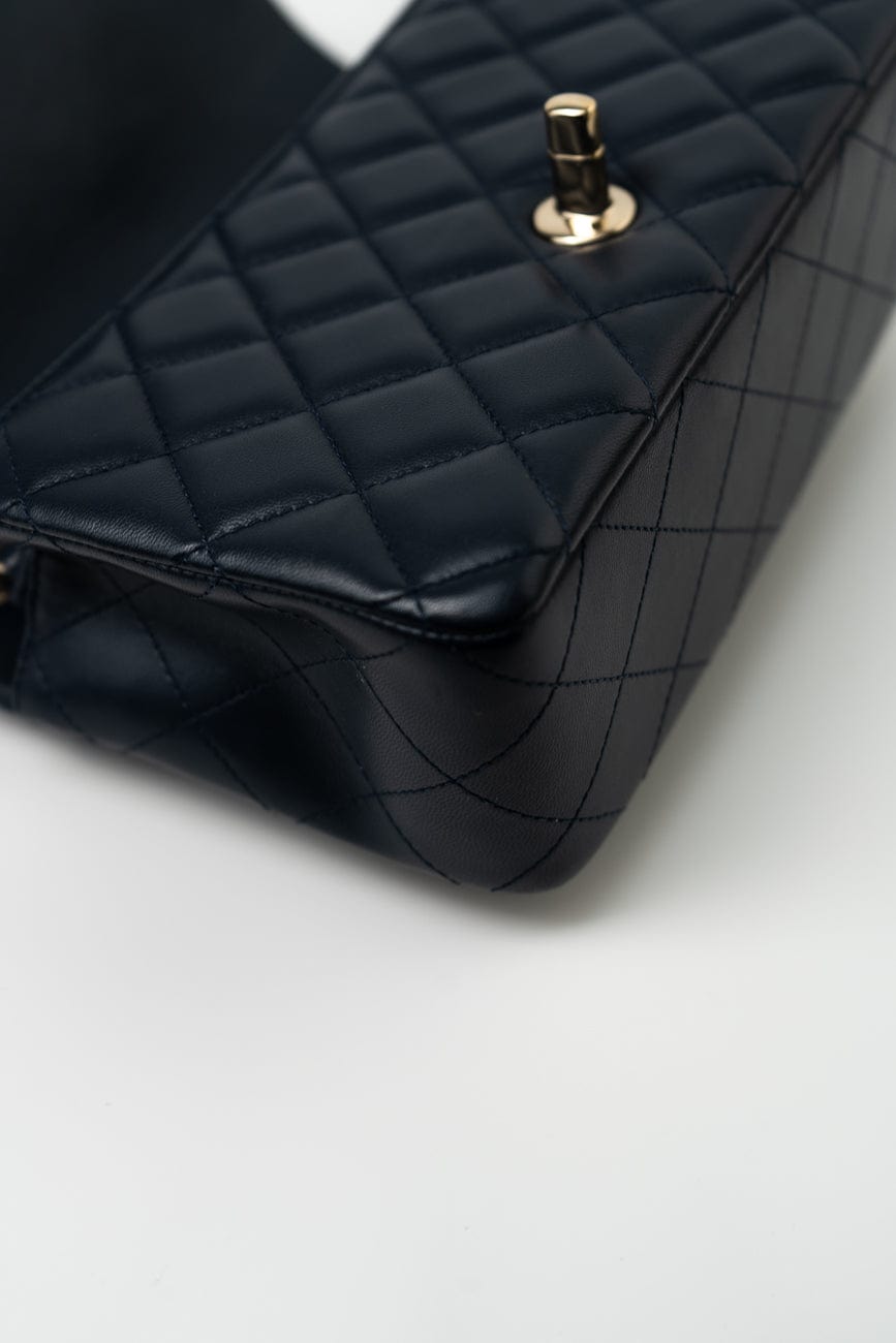 Navy Blue Lambskin Quilted Mini Rectangular Flap Bag LGHW