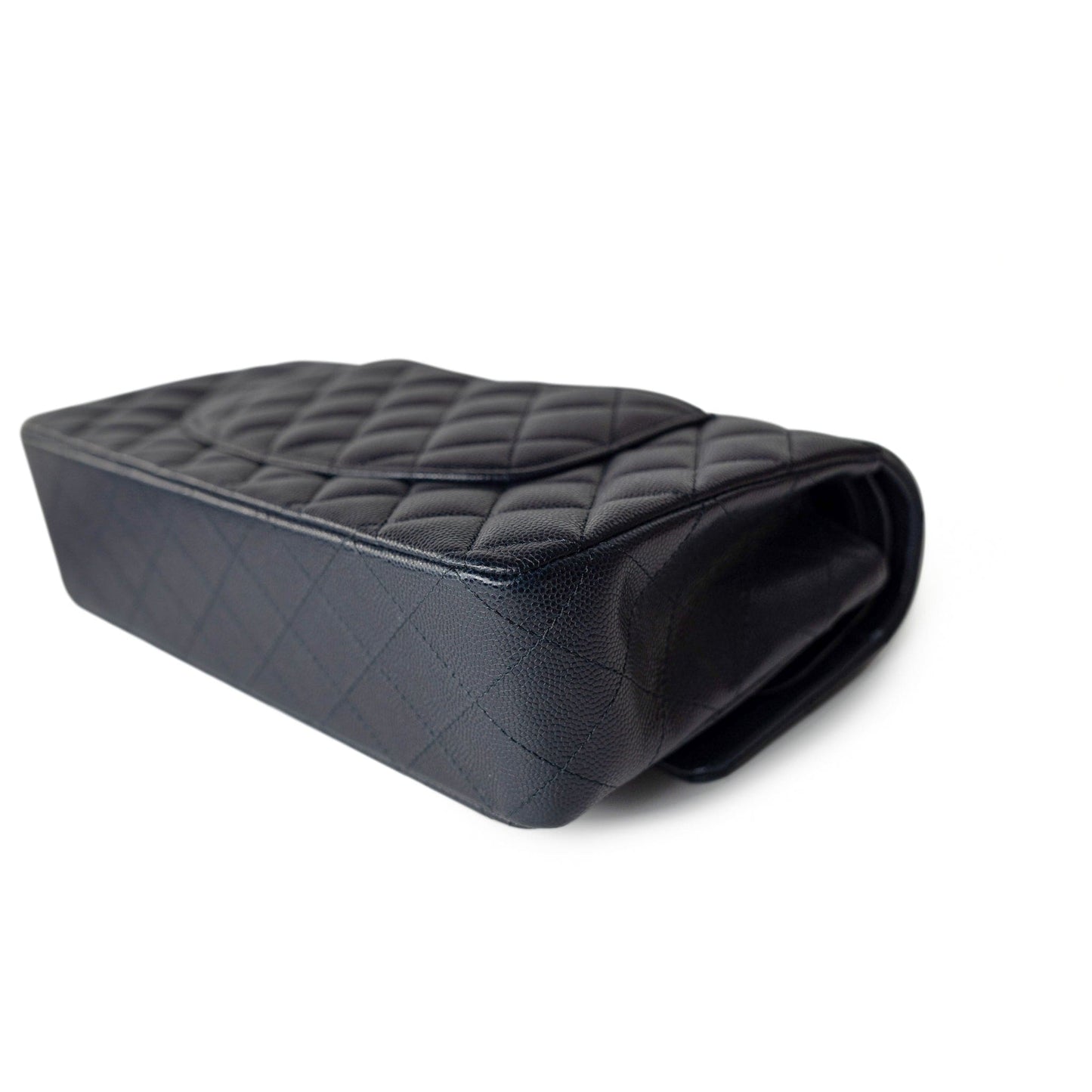 Navy Caviar Quilted Classic Flap Medium Light Gold Hardware