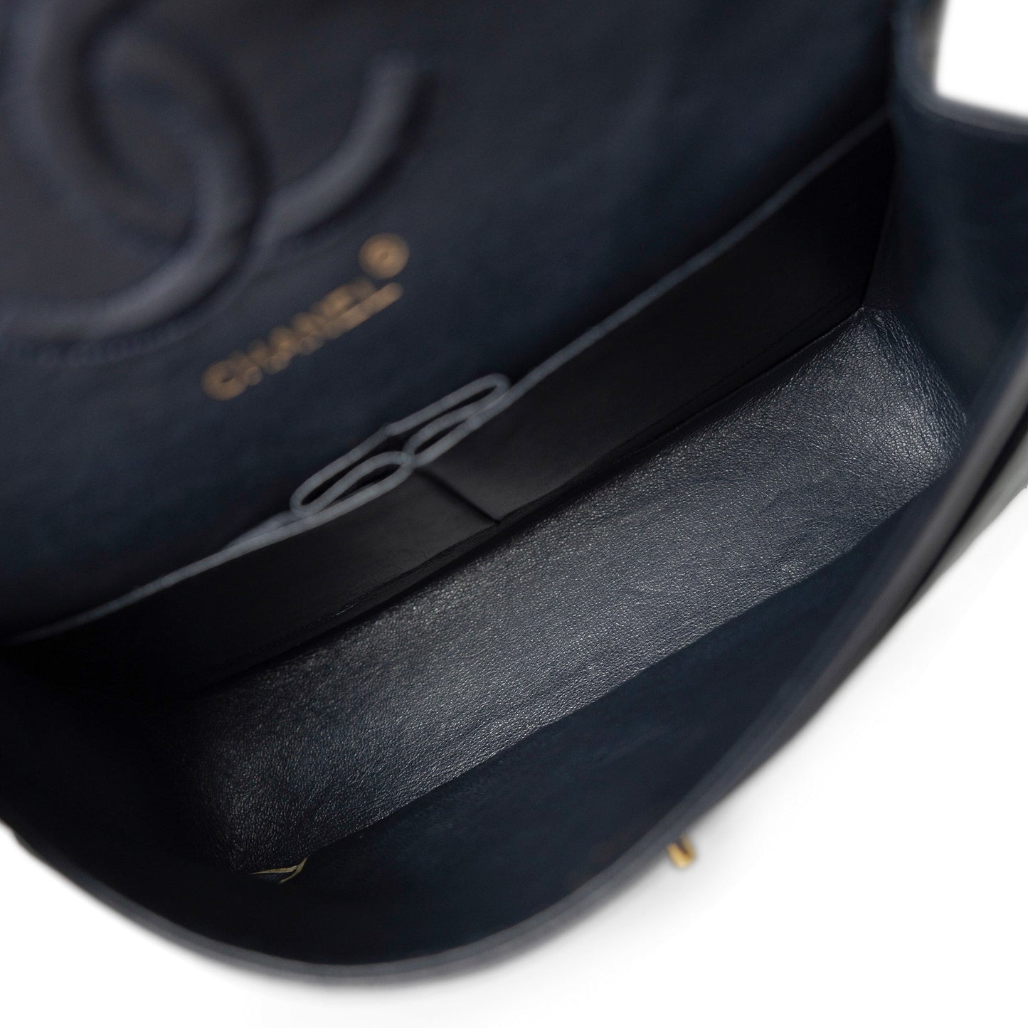 Vintage Navy Lambskin Quilted Classic Flap Medium Gold Hardware