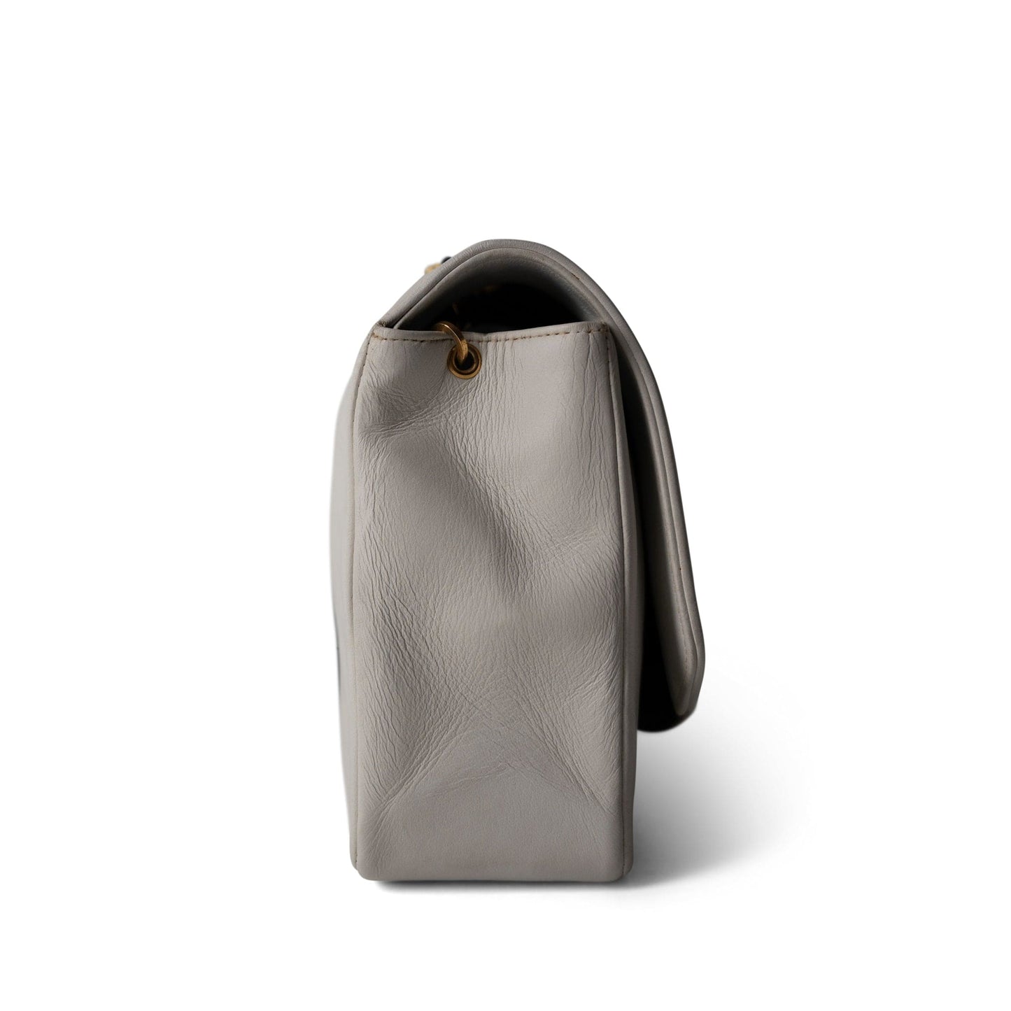 Dark Navy White Lambskin Quilted Diana Flap Medium Gold Hardware