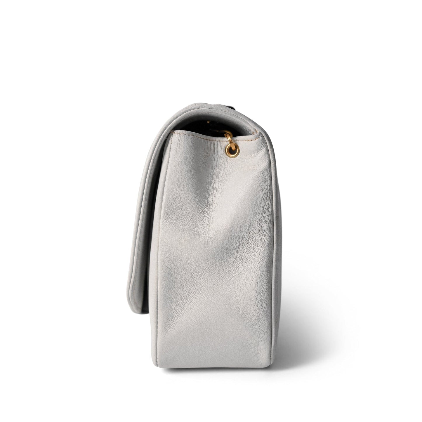 Dark Navy White Lambskin Quilted Diana Flap Medium Gold Hardware