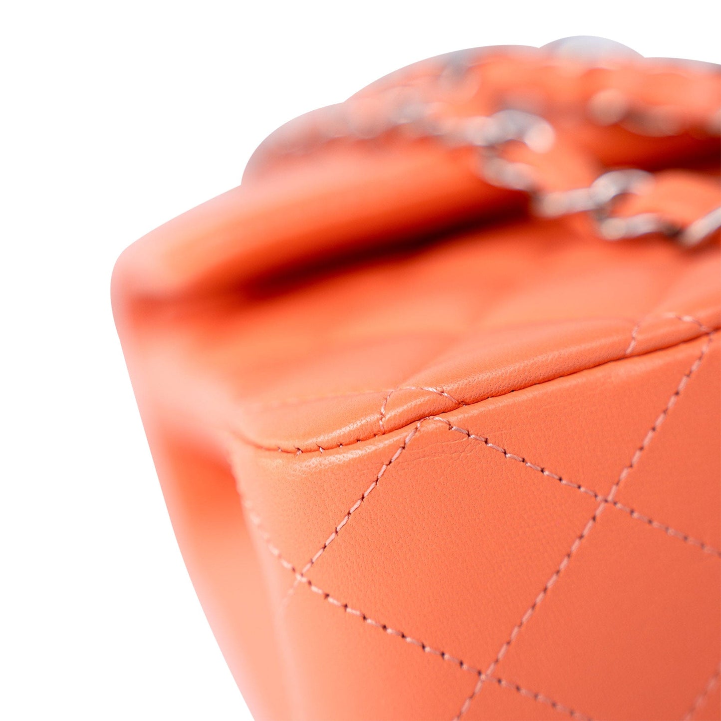 21S Neon Orange Lambskin Quilted Classic Flap SWH