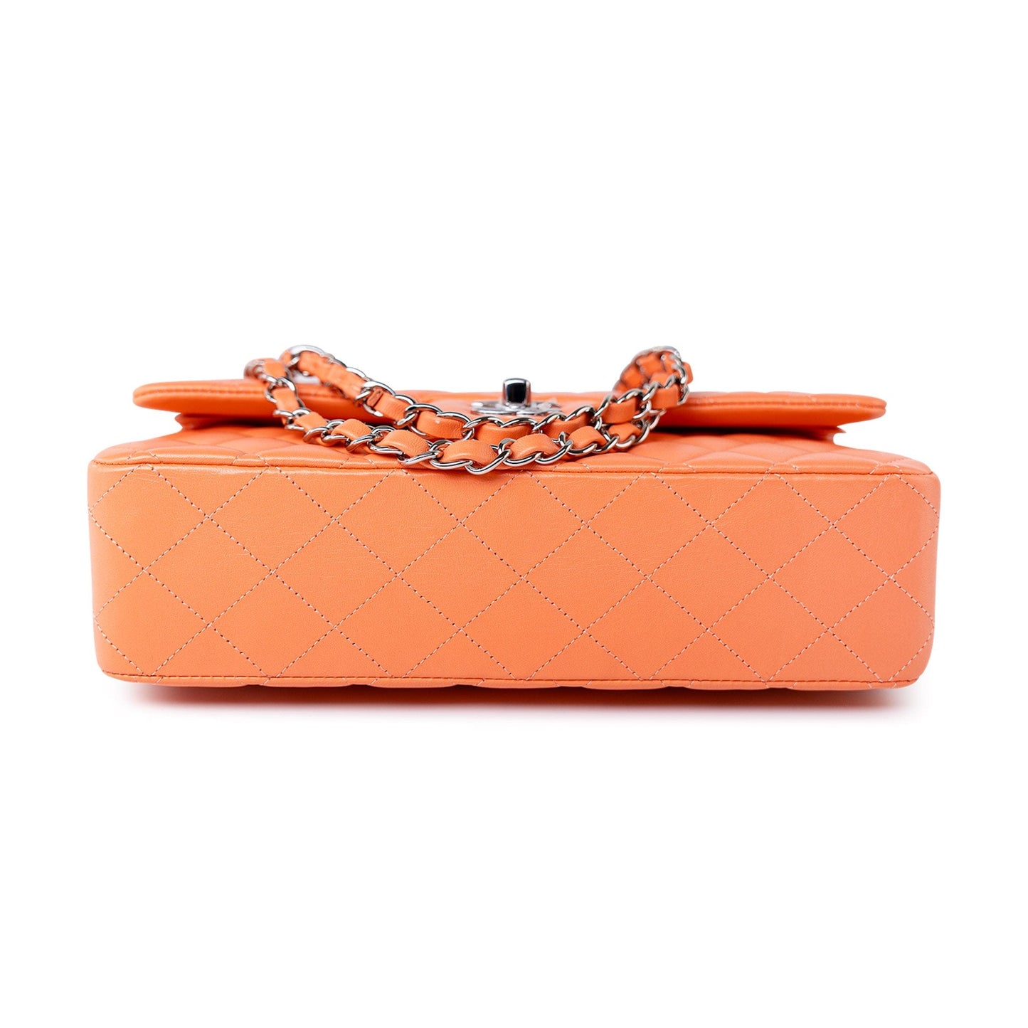 21S Neon Orange Lambskin Quilted Classic Flap SWH