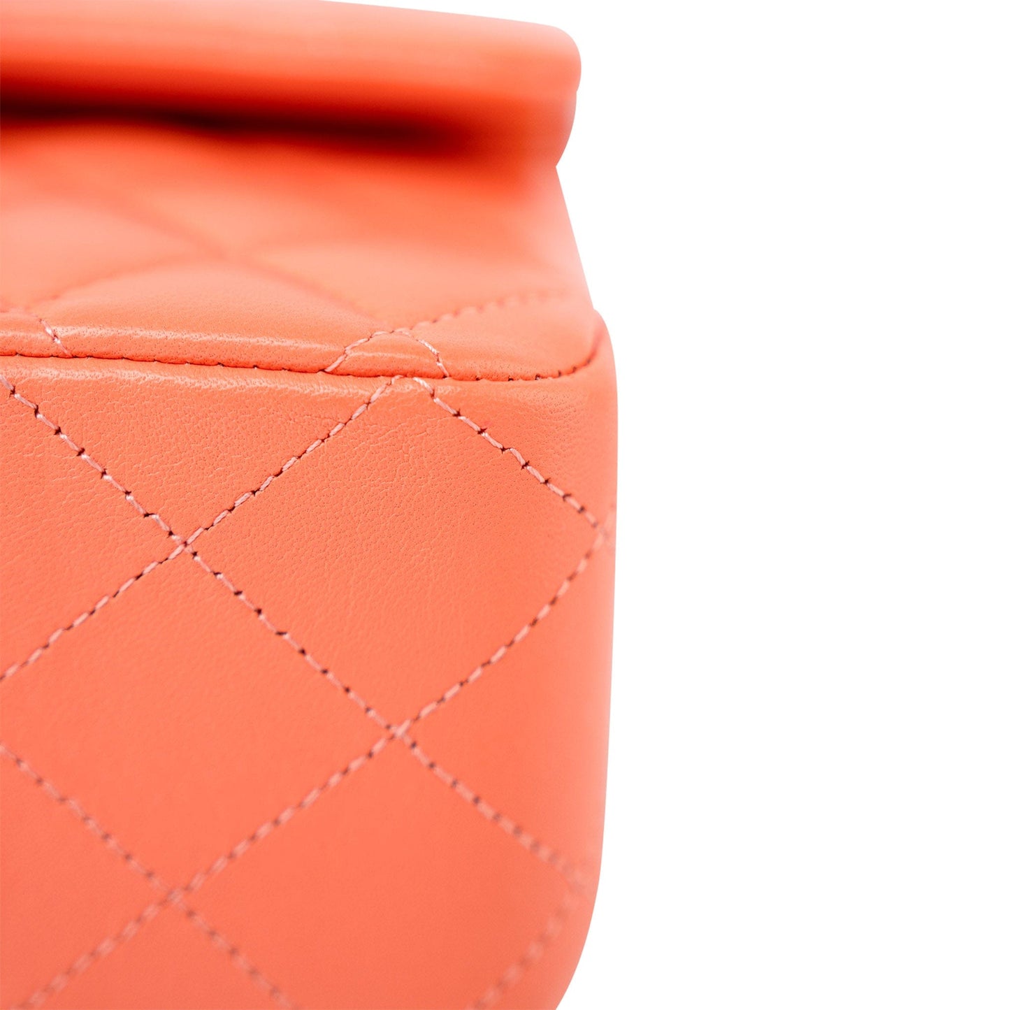 21S Neon Orange Lambskin Quilted Classic Flap SWH