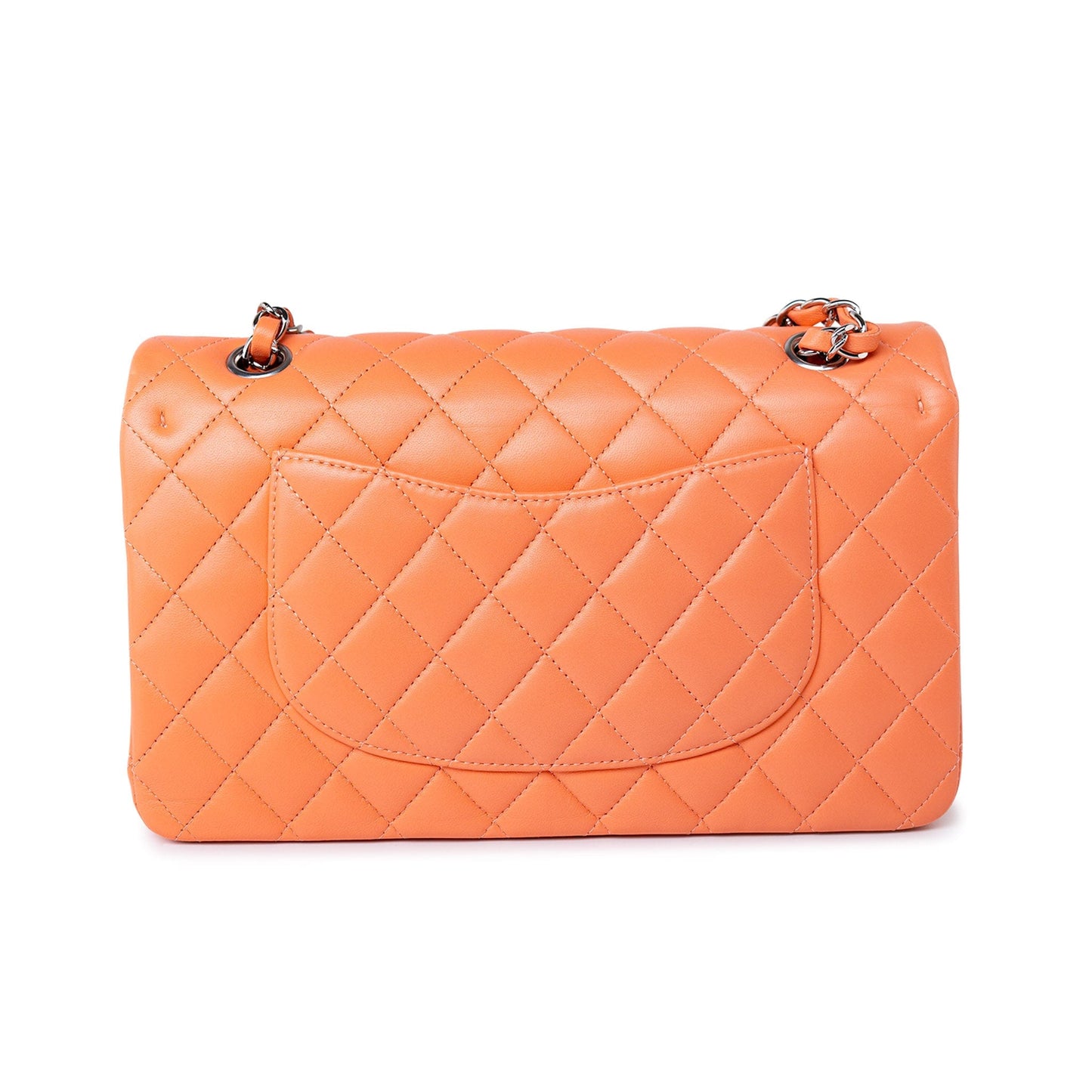 21S Neon Orange Lambskin Quilted Classic Flap SWH