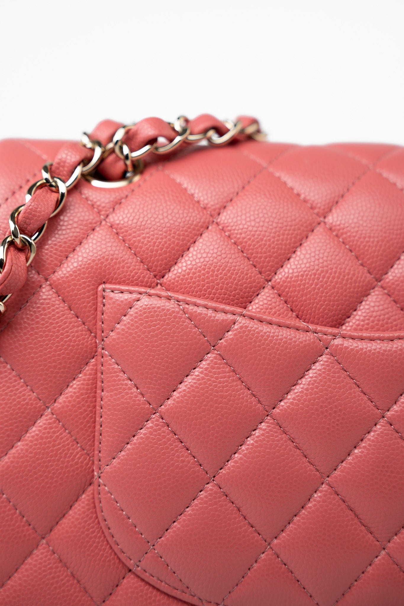18S Pink Caviar Quilted Classic Flap Small Light Gold Hardware