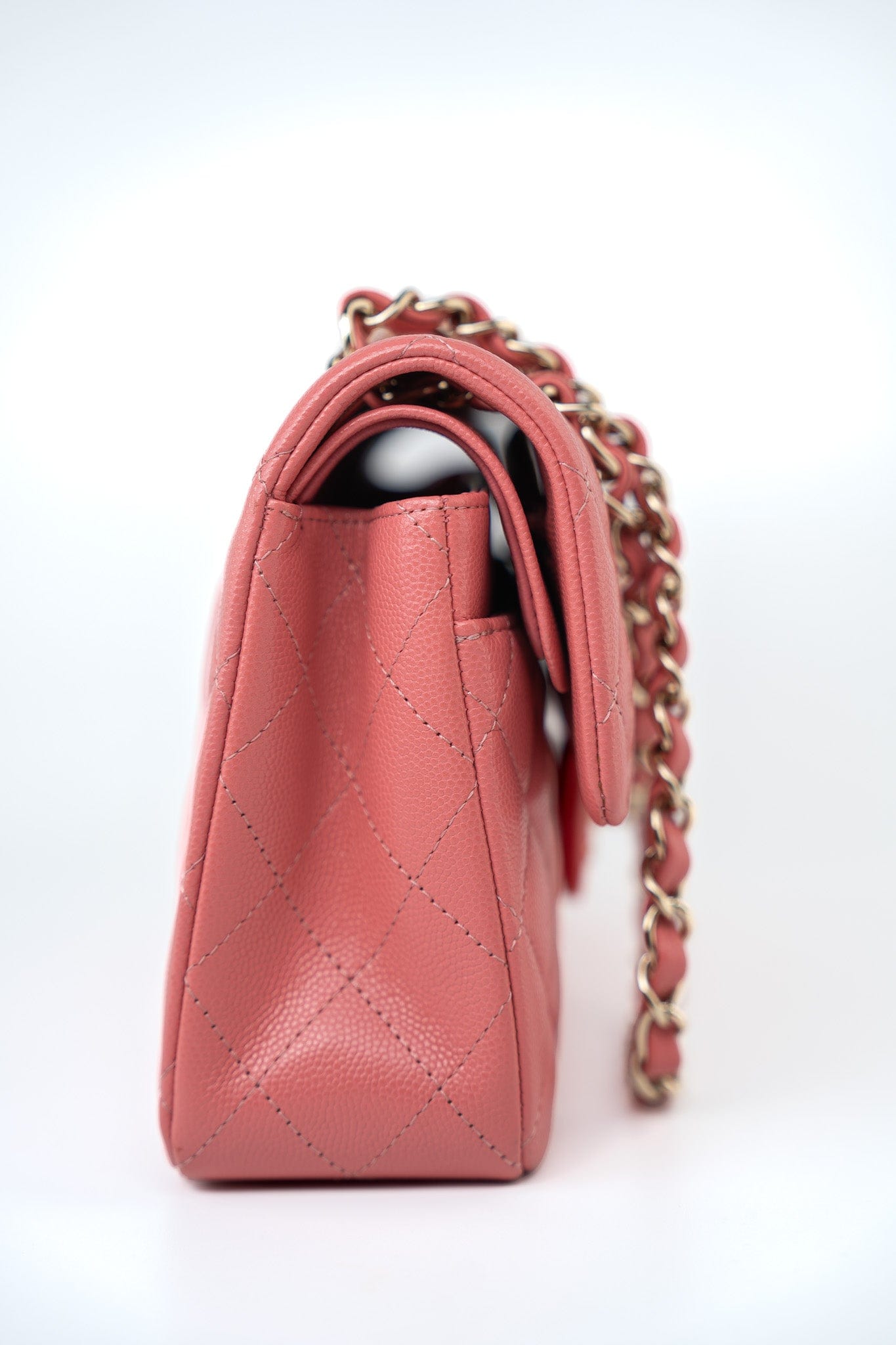 18S Pink Caviar Quilted Classic Flap Small Light Gold Hardware