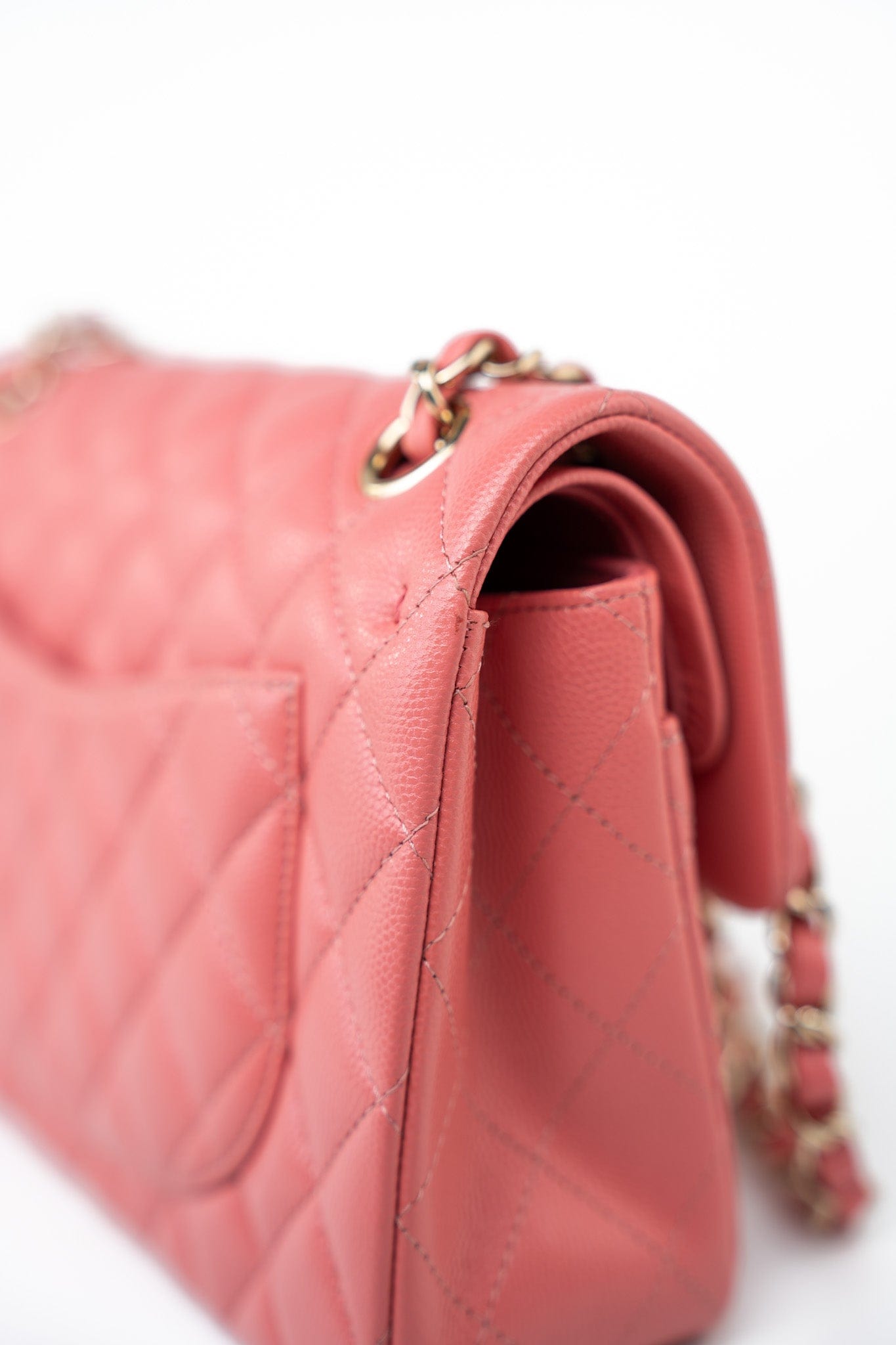 18S Pink Caviar Quilted Classic Flap Small Light Gold Hardware