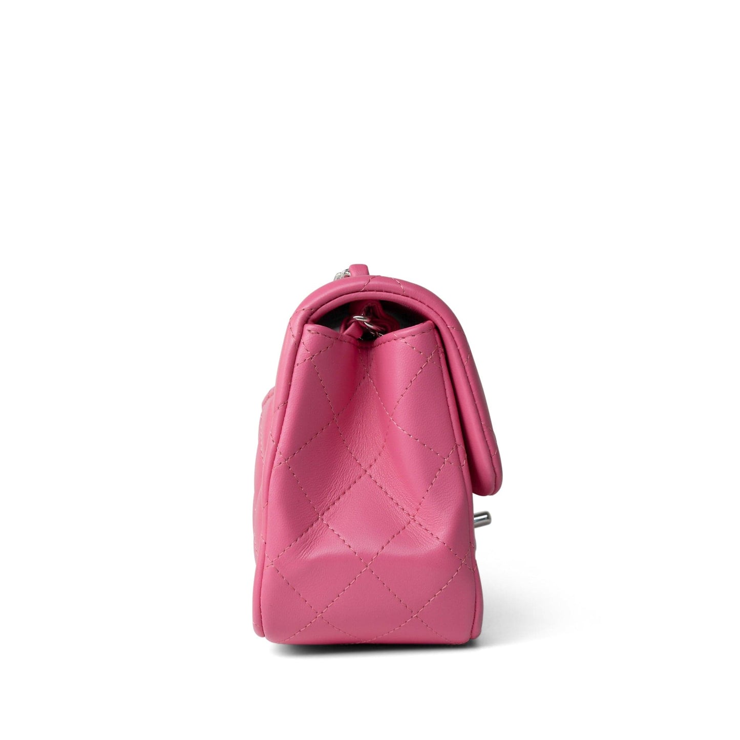 19C Pink Lambskin Quilted Mini Square Flap Silver Hardware