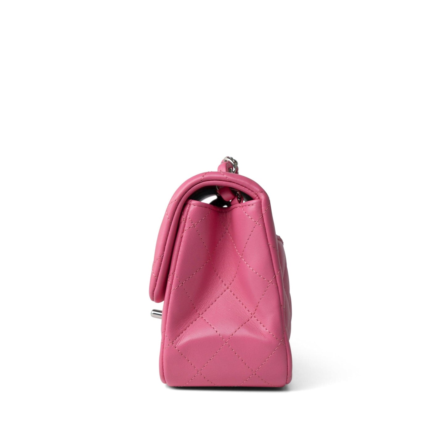 19C Pink Lambskin Quilted Mini Square Flap Silver Hardware