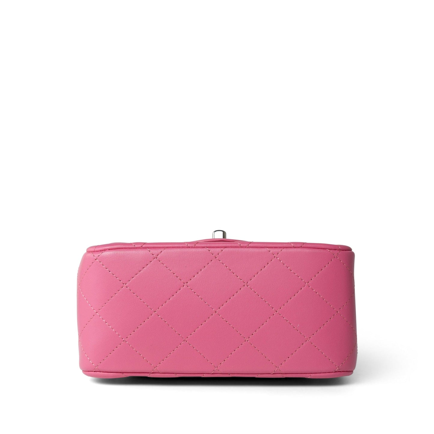 19C Pink Lambskin Quilted Mini Square Flap Silver Hardware