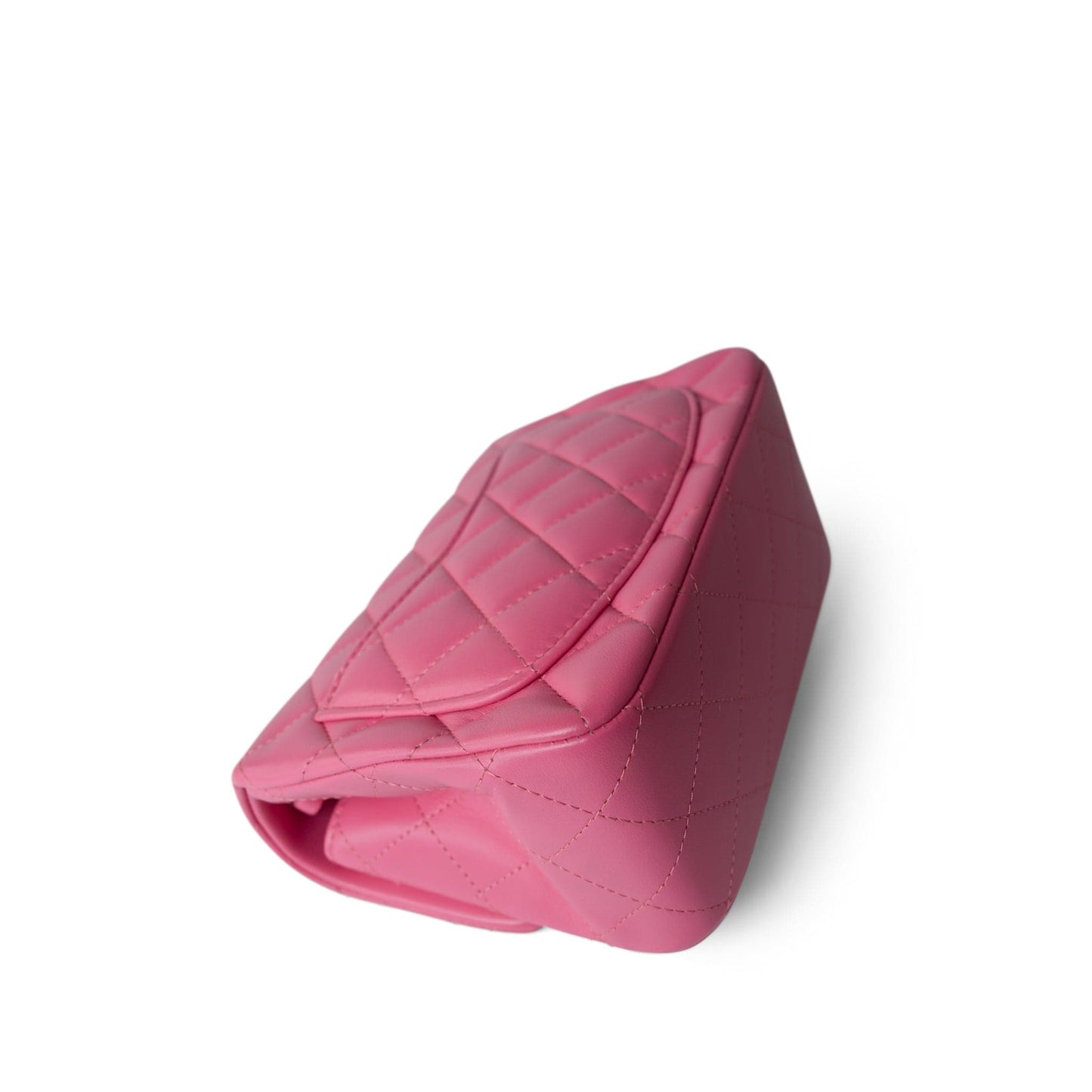 19C Pink Lambskin Quilted Mini Square Flap Silver Hardware