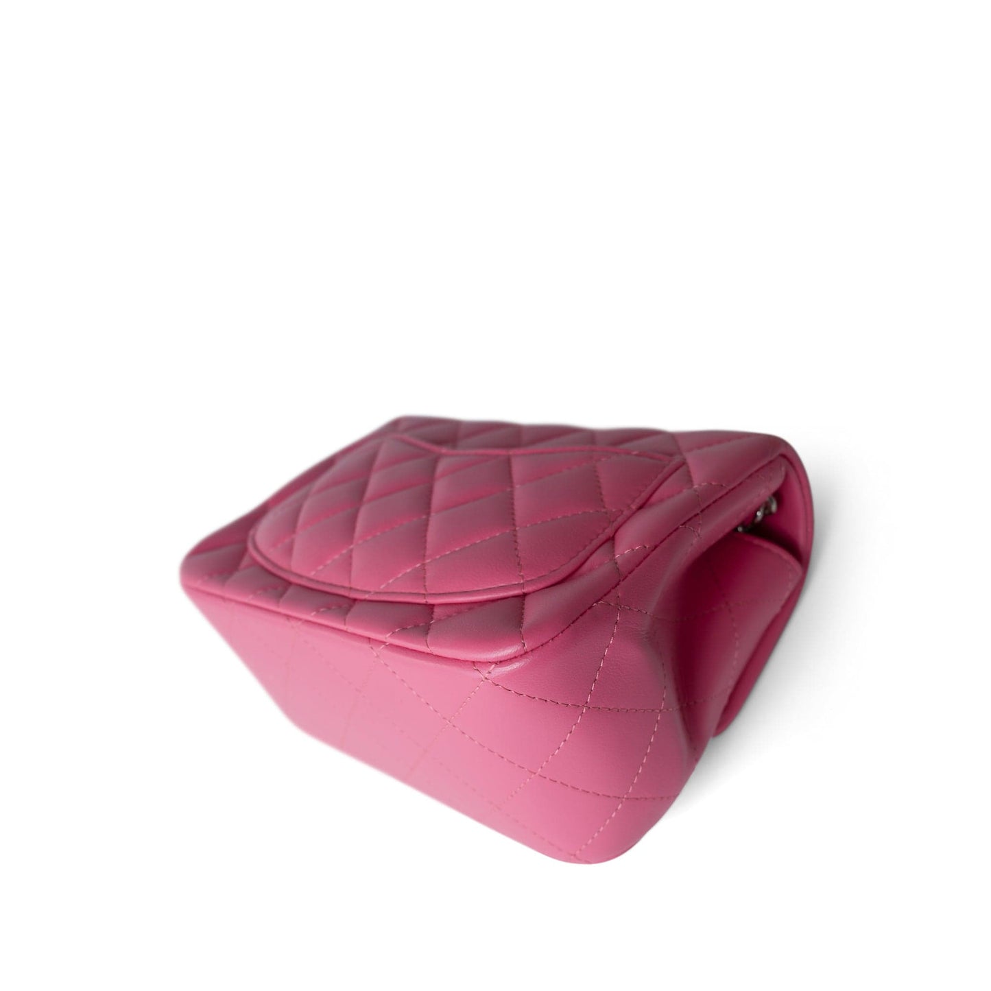 19C Pink Lambskin Quilted Mini Square Flap Silver Hardware