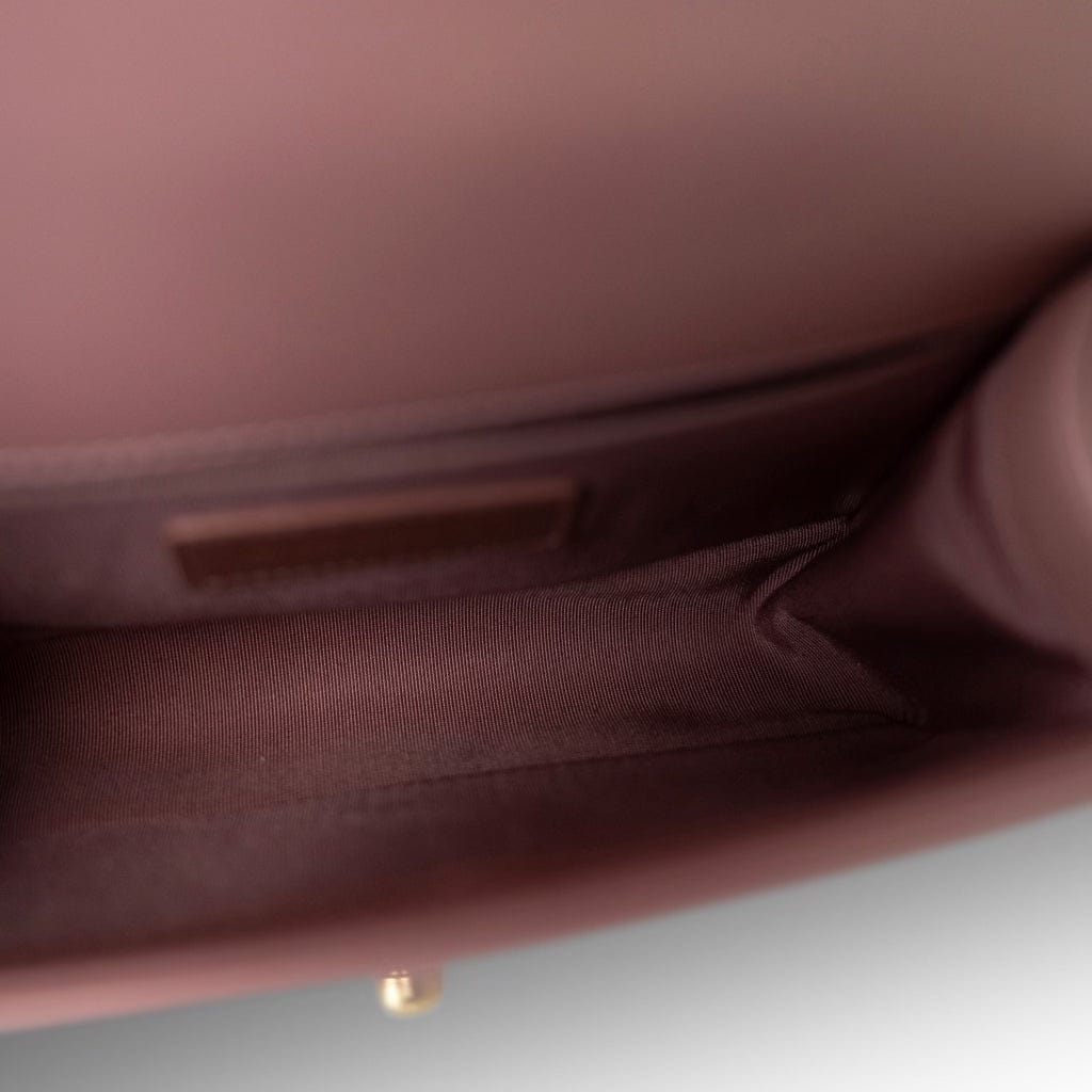 20A Metallic Pink Calfskin Quilted Small Boy Bag Aged Gold Hardware