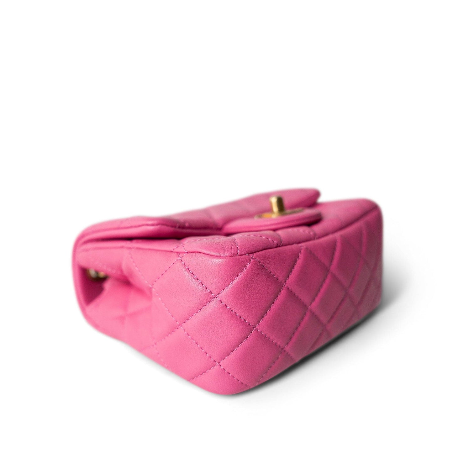 20S Pink Lambskin Quilted Pearl Crush Mini Aged Gold Hardware