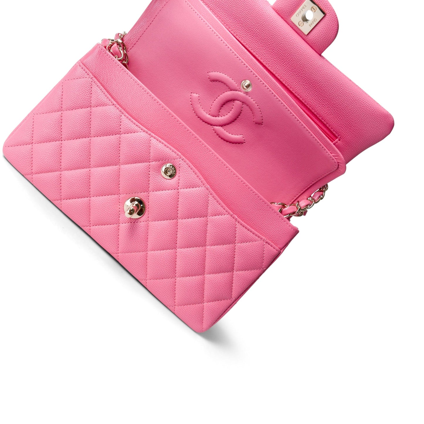 21C Pink Caviar Quilted Small Classic Flap Light Gold Hardware
