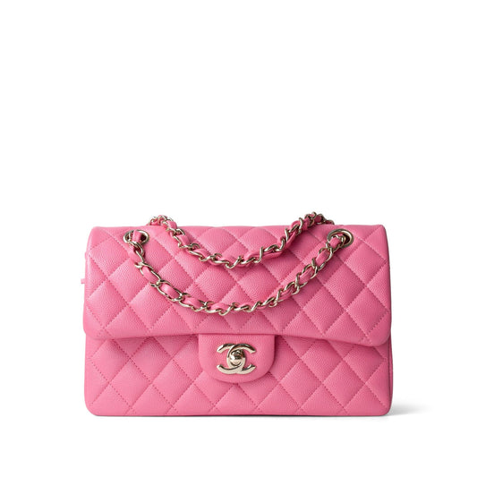 21C Pink Caviar Quilted Small Classic Flap Light Gold Hardware