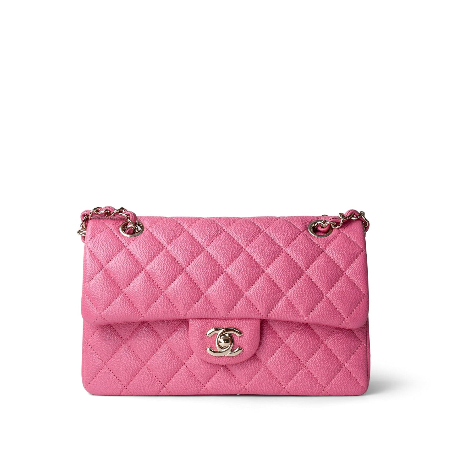 21C Pink Caviar Quilted Small Classic Flap Light Gold Hardware