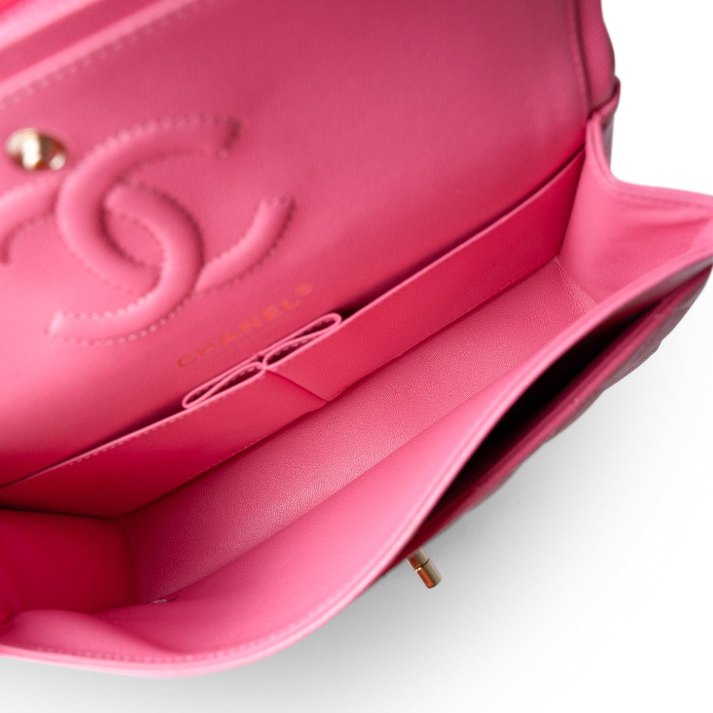 21C Pink Caviar Quilted Small Classic Flap Light Gold Hardware