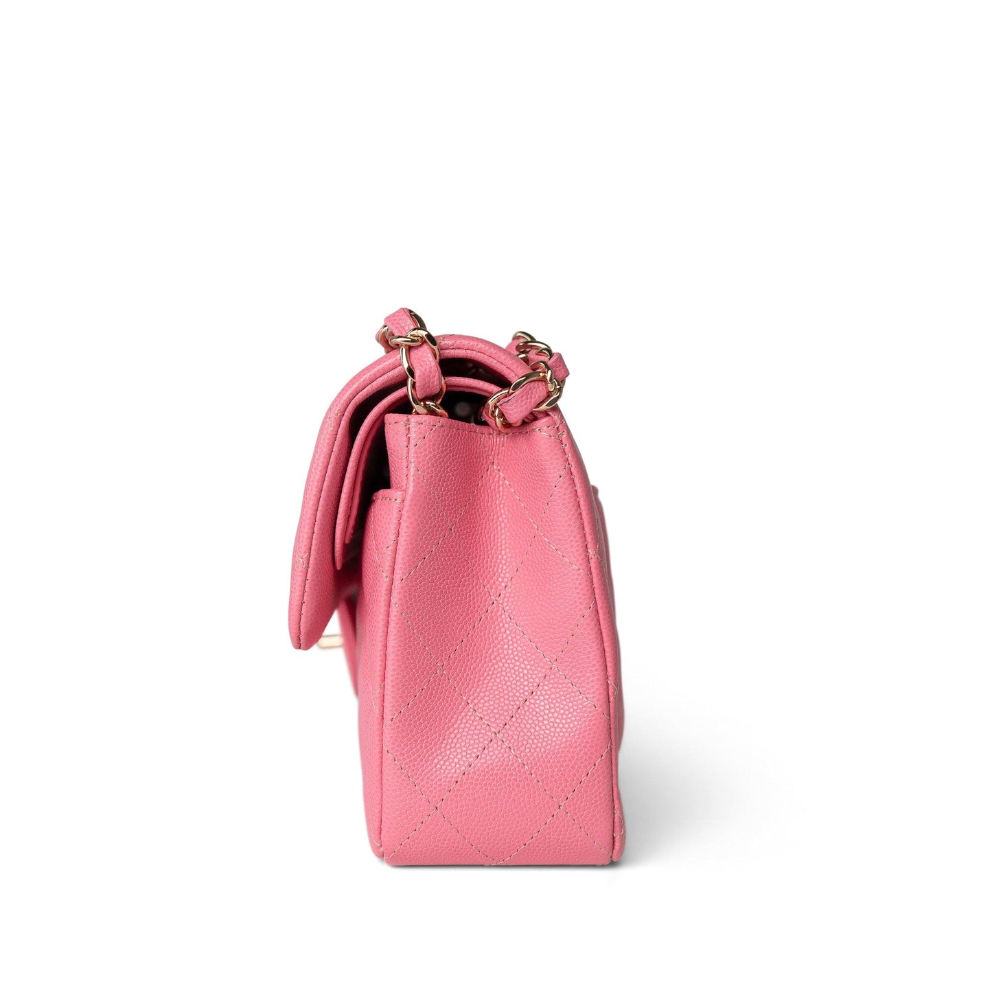 21P Pink Caviar Quilted Classic Flap Small Light Gold Hardware