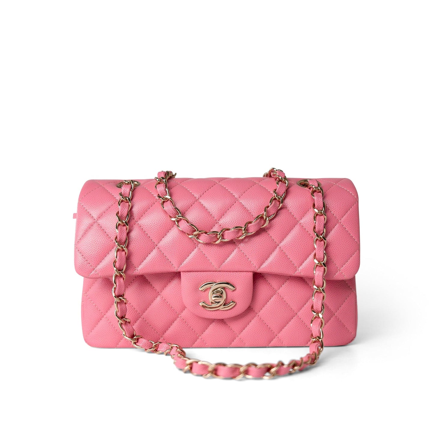 21P Pink Caviar Quilted Classic Flap Small Light Gold Hardware